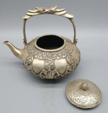 China White copper bat coin teapot crafts statue