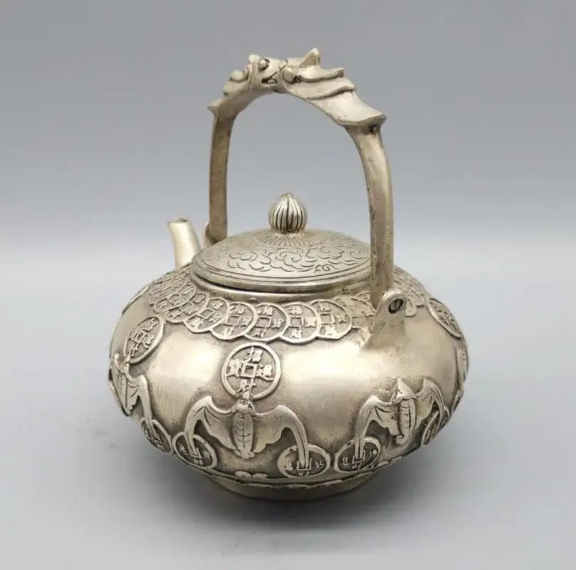 China White copper bat coin teapot crafts statue