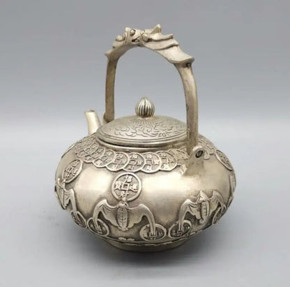 China White copper bat coin teapot crafts statue