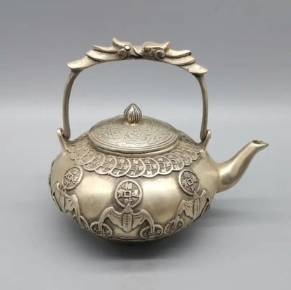 China White copper bat coin teapot crafts statue