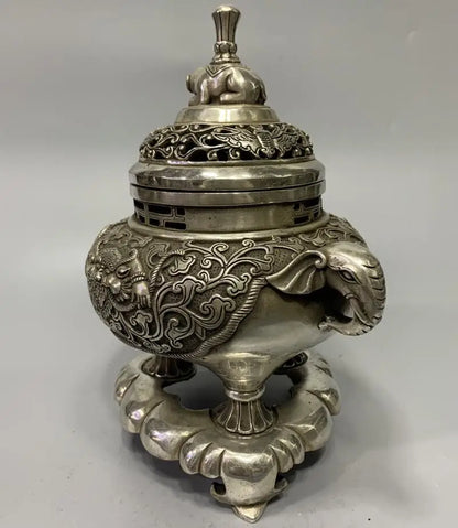China White copper beast grain Incense burner crafts statue