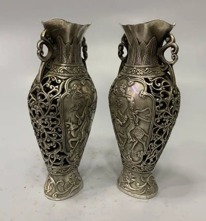 China White copper beauty female vase crafts statue A pair