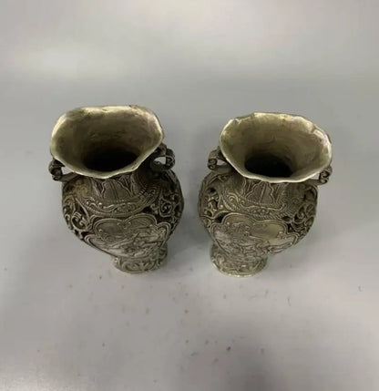 China White copper beauty female vase crafts statue A pair