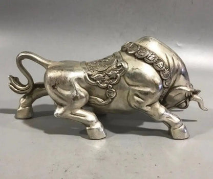 China White copper blessing cow crafts statue