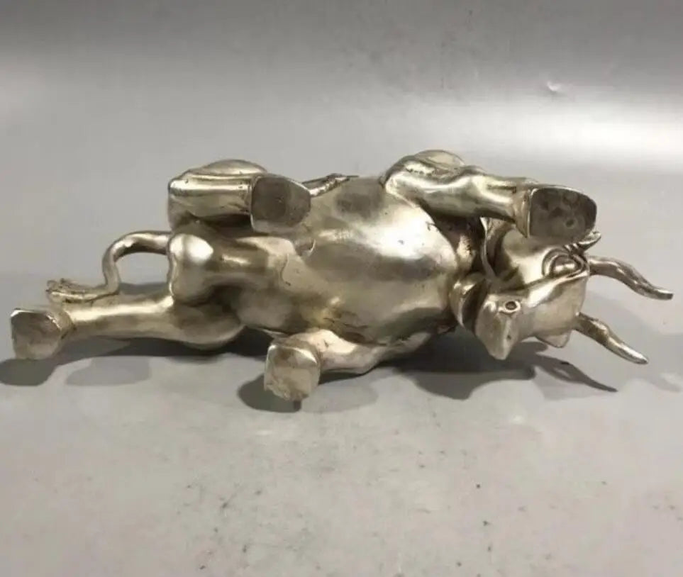China White copper blessing cow crafts statue