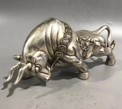 China White copper blessing cow crafts statue