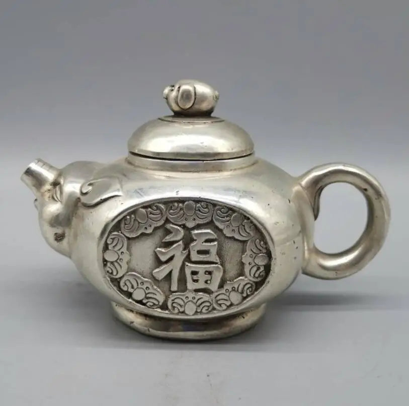 China White copper blessing pig teapot crafts statue