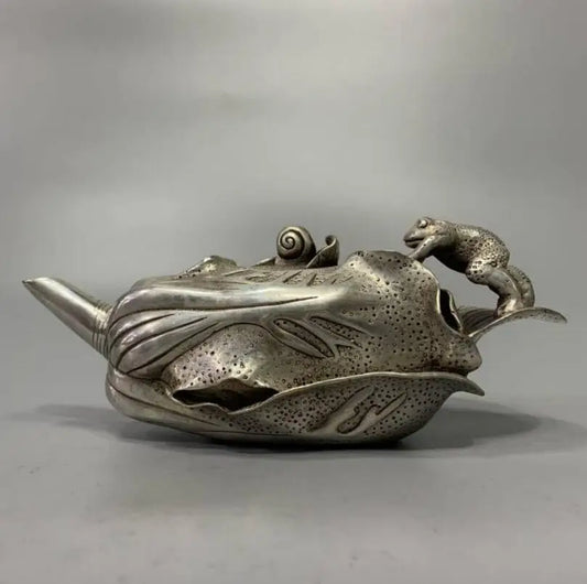 China White copper cabbage teapot crafts statue