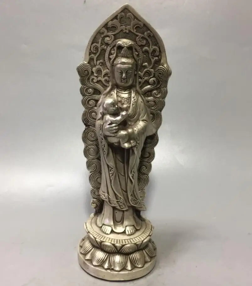 China White copper child Goddess of mercy Buddha crafts statue
