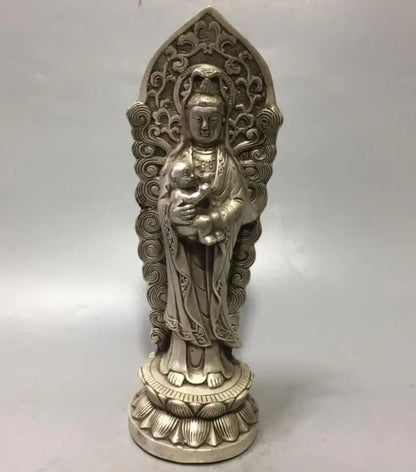 China White copper child Goddess of mercy Buddha crafts statue