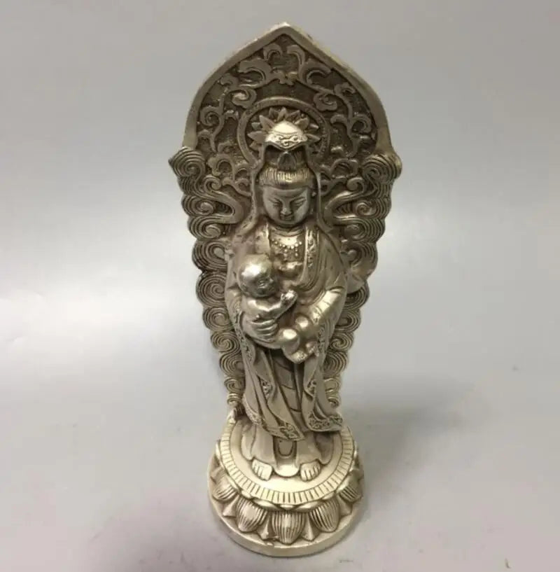 China White copper child Goddess of mercy Buddha crafts statue