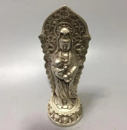 China White copper child Goddess of mercy Buddha crafts statue