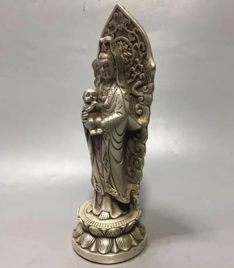 China White copper child Goddess of mercy Buddha crafts statue