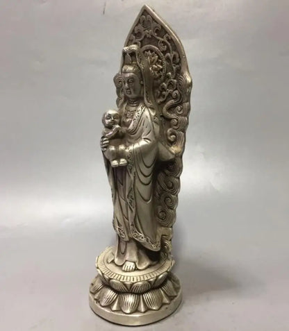China White copper child Goddess of mercy Buddha crafts statue