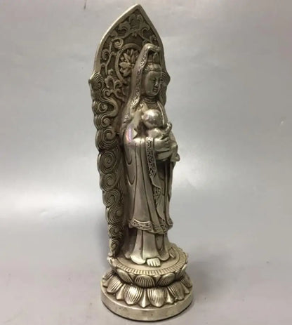 China White copper child Goddess of mercy Buddha crafts statue