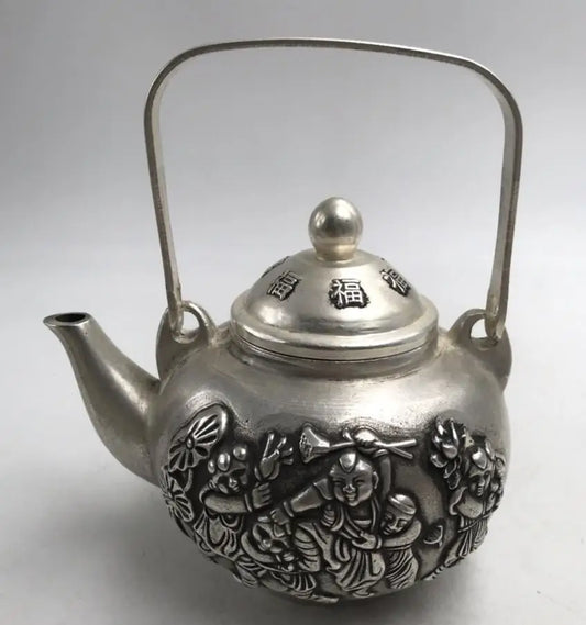 China White copper child teapot crafts statue