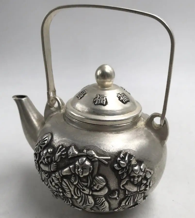 China White copper child teapot crafts statue