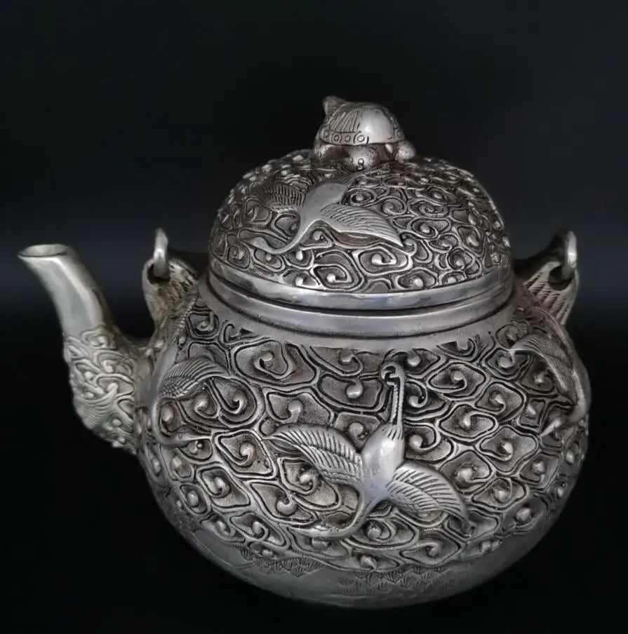 China White copper crane teapot crafts statue