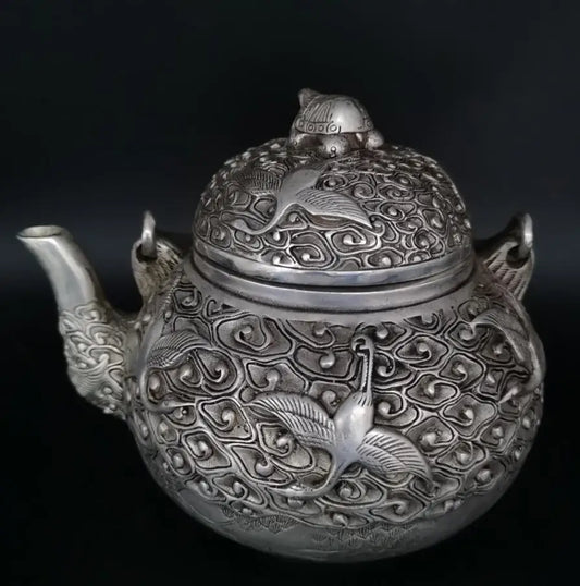 China White copper crane teapot crafts statue