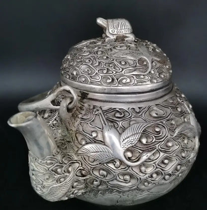 China White copper crane teapot crafts statue