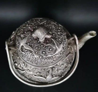 China White copper crane teapot crafts statue