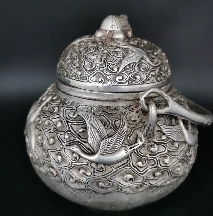 China White copper crane teapot crafts statue