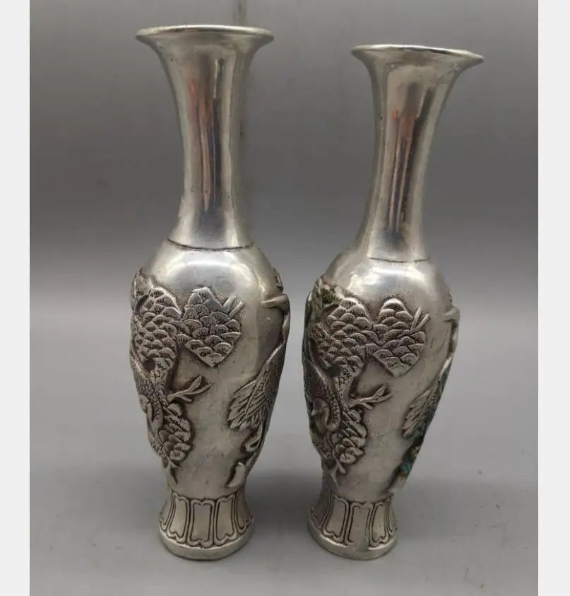 China White copper crane vase crafts statue A pair