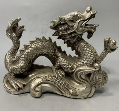 China White copper dragon crafts statue