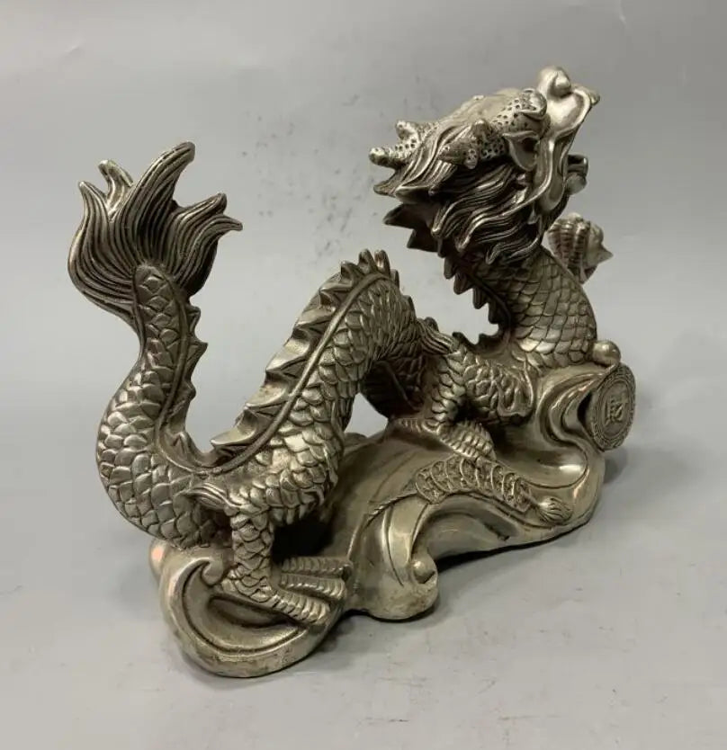 China White copper dragon crafts statue