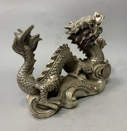 China White copper dragon crafts statue