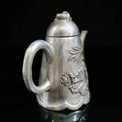 China White copper dragon flagon crafts statue