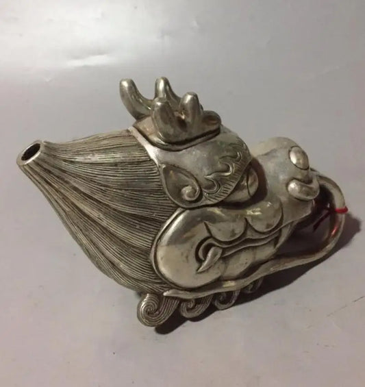 China White copper dragon head teapot crafts statue