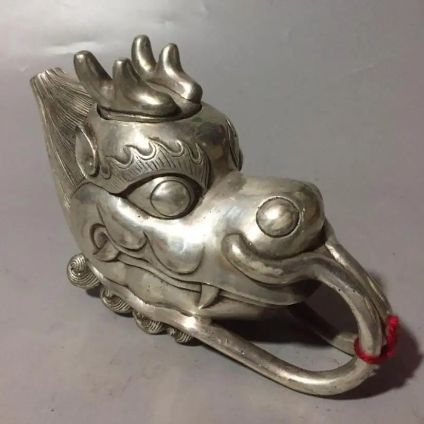 China White copper dragon head teapot crafts statue