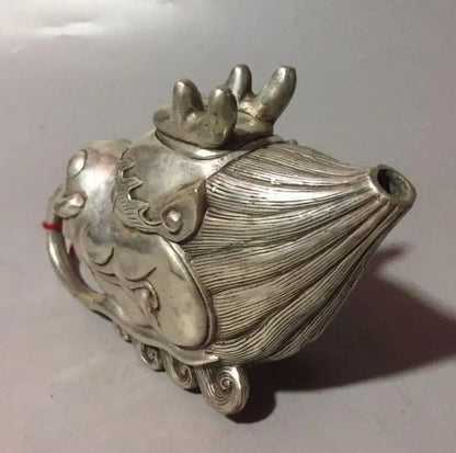 China White copper dragon head teapot crafts statue