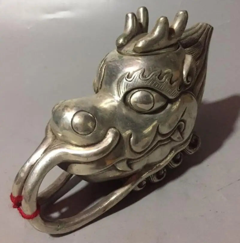 China White copper dragon head teapot crafts statue