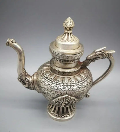 China White copper dragon head teapot crafts statue