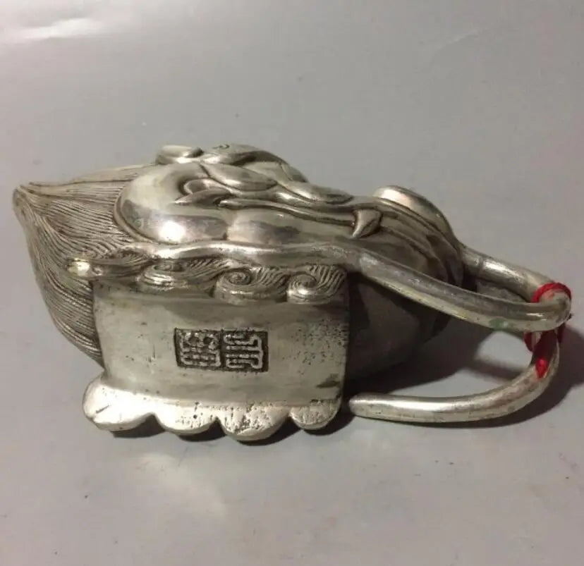 China White copper dragon head teapot crafts statue