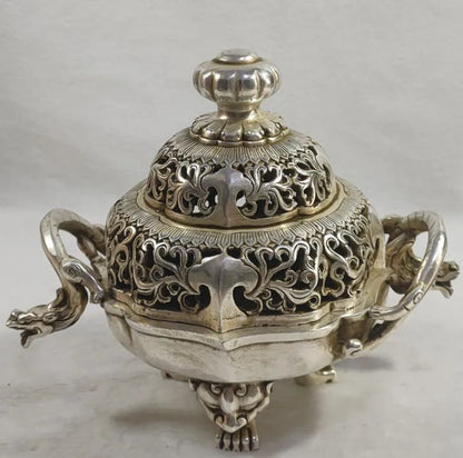China White copper dragon incense burner crafts statue