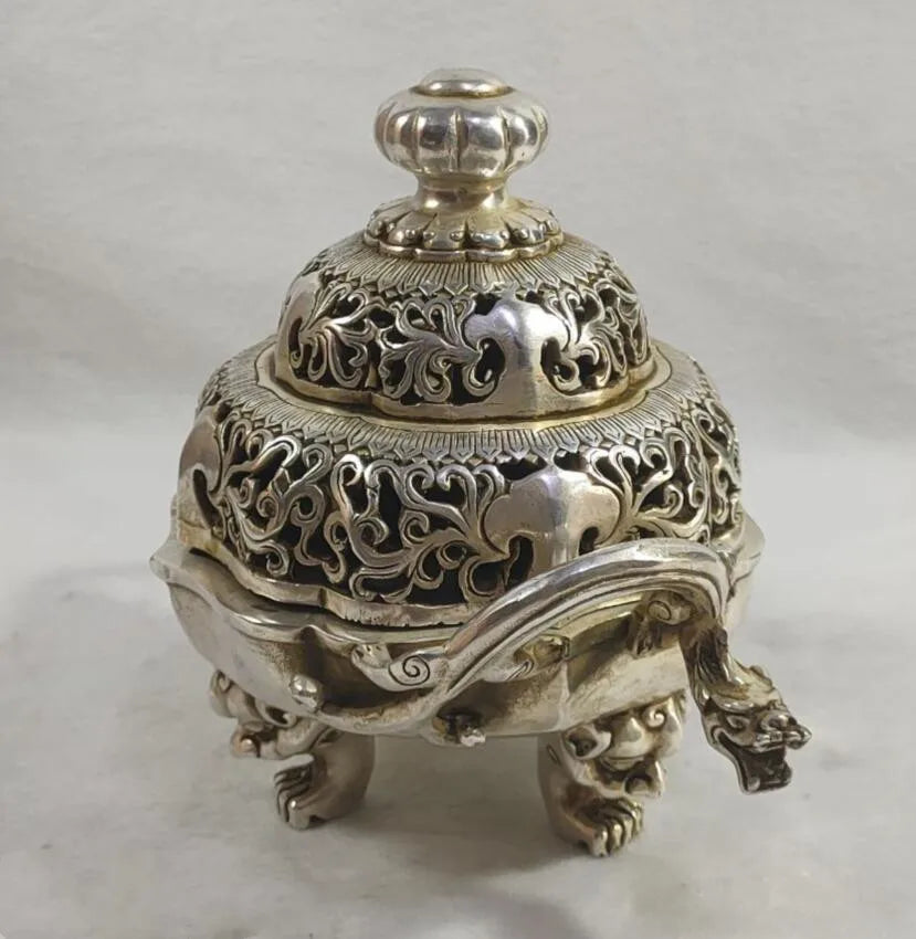 China White copper dragon incense burner crafts statue