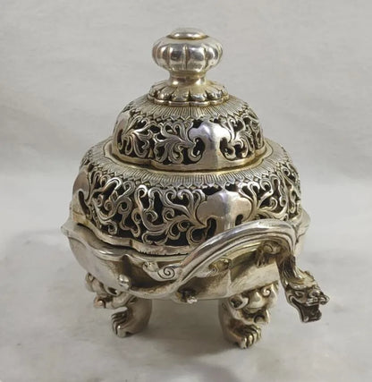 China White copper dragon incense burner crafts statue