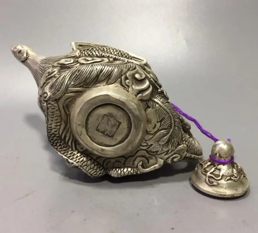 China White copper dragon phoenix ChengXiang teapot crafts statue
