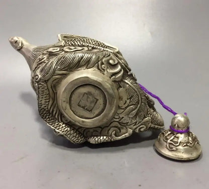 China White copper dragon phoenix ChengXiang teapot crafts statue