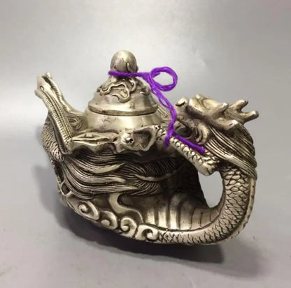 China White copper dragon phoenix ChengXiang teapot crafts statue