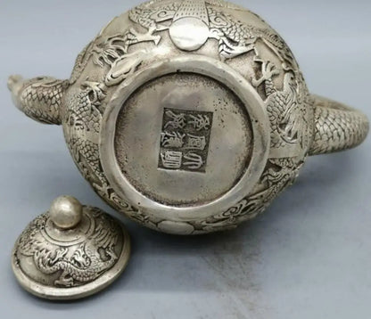 China White copper dragon teapot crafts statue