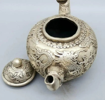 China White copper dragon teapot crafts statue