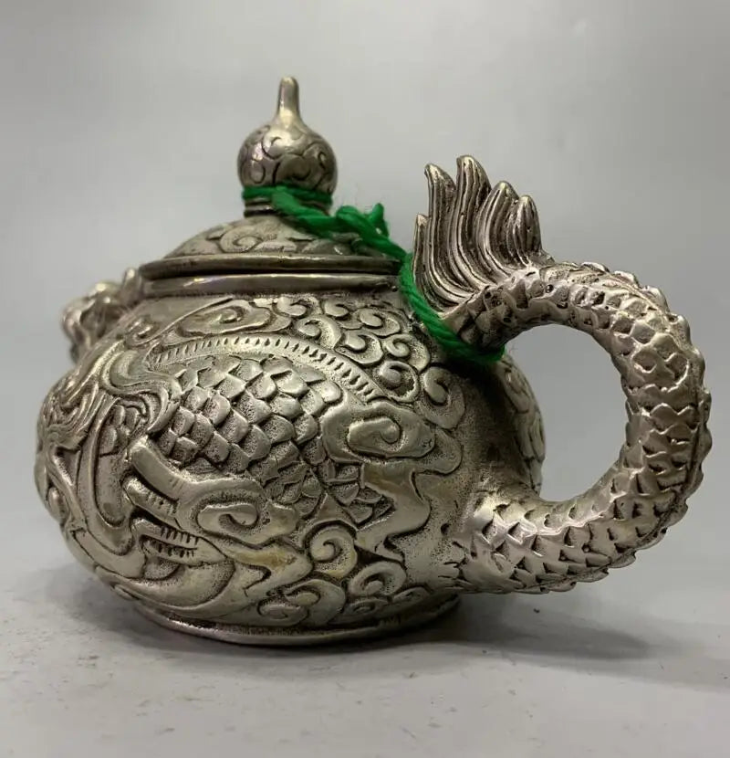 China White copper dragon teapot crafts statue