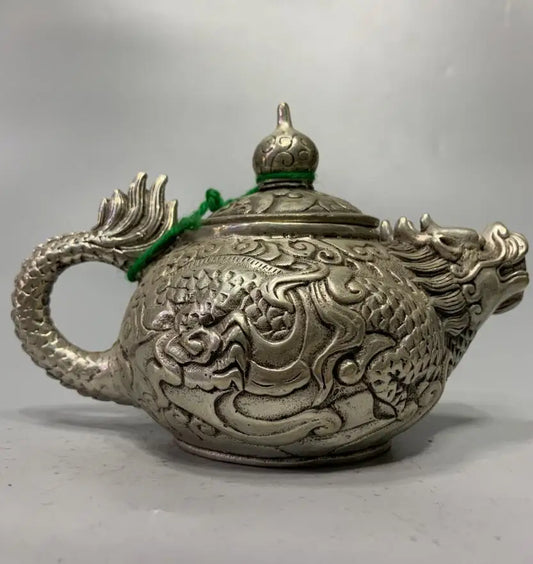 China White copper dragon teapot crafts statue