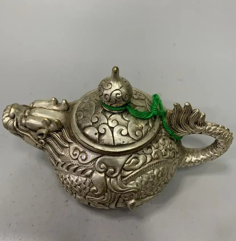 China White copper dragon teapot crafts statue