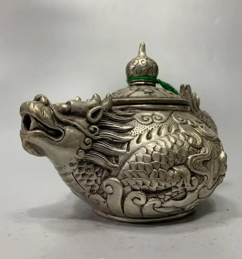 China White copper dragon teapot crafts statue