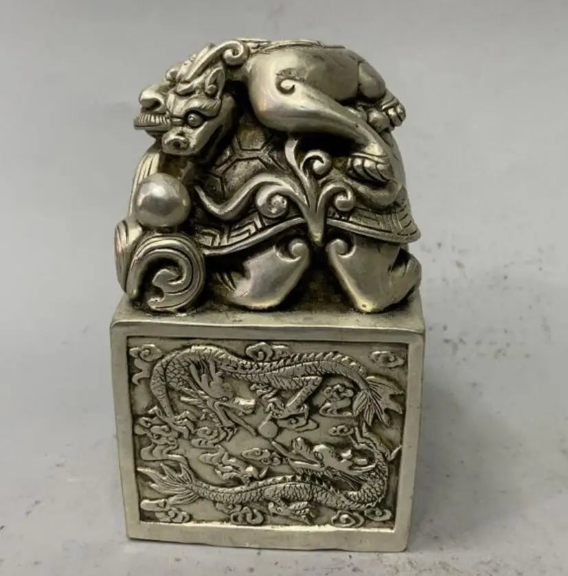 China White copper dragon turtle seal crafts statue